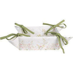 Clayre & Eef Broodmand  35x35x8 cm Wit Katoen Bloemen