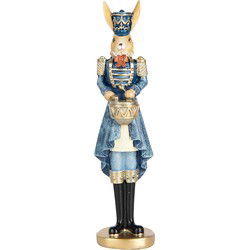 Clayre & Eef Decoratie Beeld Konijn Beige Blauw Kunststof