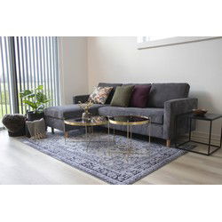 Salontafel Metaal Messing Ø70cm - Glazen Blad - Tafel Venezia