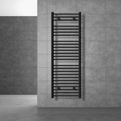 Badkamerradiator Sahara 500x1500 mm zwart mat recht met zijaansluiting LuxeBath
