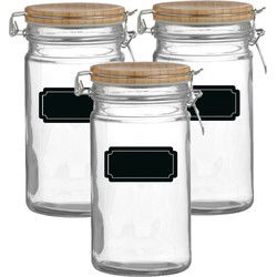 Weckpot/inmaakpot - 4x - 1L - glas - met beugelsluiting - incl. etiketten - Weckpotten