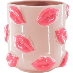 Pot - Kisses - Ceramics - Pink - 17,5x17,5x17,5cm