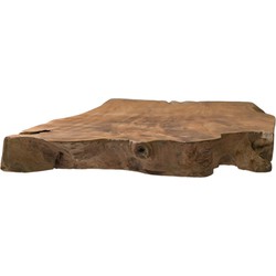 HSM Collection-Salontafelblad Root-80x50x8-Bruin/Zwart-Teak/Metaal