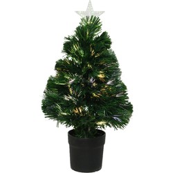 Fiber optic kerstboom/kunst kerstboom met verlichting en ster piek 60 cm - Kunstkerstboom