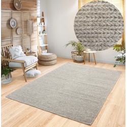 Rati vloerkleed - Handgeweven Wol Gevlochten Modern - Beige / Taupe - 120 X 170 CM