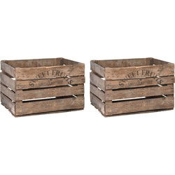Esschert Fruitkist - 2x - 42 x 51 x 30 cm - hout - opberg - krat - Opbergkisten