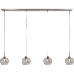 Moderne Hanglamp - Steinhauer - Glas - Modern - Retro - E14 - L: 140cm - Voor Binnen - Woonkamer - Eetkamer - Zilver