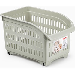 Plasticforte opberg Trolley Container - beige - op wieltjes - L30 x B18 x H19 cm - kunststof - Opberg trolley