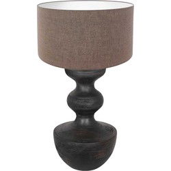 Anne Lighting - tafellamp - Lyons - zwart - hout linnen - Ø 40cm - E27 - 3479ZW