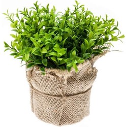 2x Groene kunstplanten tuinkers kruiden plant in pot 16 cm - Kunstplanten
