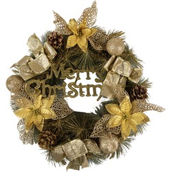 Clayre & Eef Kerstkrans Ø 40 cm Goudkleurig Kunststof MERRY CHRISTMAS