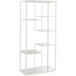 J-line - Rek 5 Legplanken Metaal/glas Wit - 82x42.5x177cm