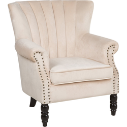 Beliani SVEDALA - Fauteuil-Beige-Fluweel