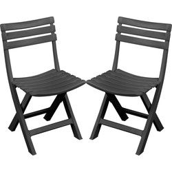 Sunnydays Klapstoel voor buiten/binnen - 4x - donkergrijs - 41 x 79 cm - stevig kunststof - Bijzet stoelen - Klapstoelen