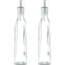 Zeller Azijnfles of Oliefles - 2x - glas - 270 ml - schenktuit - Olie- en azijnstellen