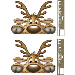 2x stuks velletjes kerst raamstickers rendier 21 x 32 cm - Feeststickers
