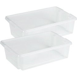 Sunware opslagbox - 2x - kunststof - 30L - transparant - 59x39x17 cm - Opbergbox
