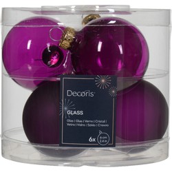 Kerstbal glas d6 cm violet 6st kerst