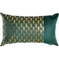 Sierkussen Velvet Pauw – Tijm Groen – Goud – 30 x 50 cm (incl. vulling)