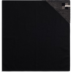 Knit Factory Linnen Theedoek - Poleerdoek - Keuken Droogdoek Block - Zwart/Taupe - 65x65 cm