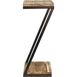 Clayre & Eef Plantentafeltje  18x18x45 cm Bruin Hout Ijzer Plantenstandaard