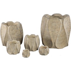 PTMD Bloempot Waxy - 30x30x30 cm - Cement - Bruin