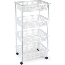 Plasticforte Keukentrolley op wieltjes - 4-laags - transparant - 85 cm - Opberg trolley