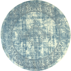 Istanbul Vintage - Laagpolig Vloerkleed - Rond - Retro Tapijt - Creme Blauw- 300 CM ROND