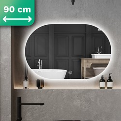 Mirlux Badkamerspiegel met LED Verlichting & Verwarming - Wandspiegel Rond - Anti Condens Douchespiegel - 90X60CM