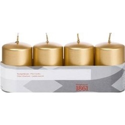 4x Kaarsen goud 5 x 8 cm 18 branduren sfeerkaarsen - Stompkaarsen