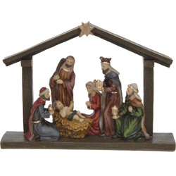 Bellatio decorations Kerststal - met figuren - polystone - 20 cm - Kerststallen