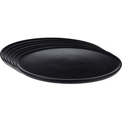 Set van 6x stuks kerstdiner onderborden rond zwart hout 38 cm - Onderborden