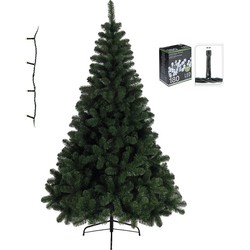 Kunst kerstboom Imperial Pine 120 cm met helder witte lampjes - Kunstkerstboom
