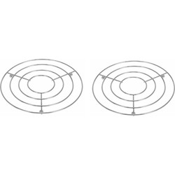 2x Pannen onderzetter rond verchroomd metaal - Panonderzetters