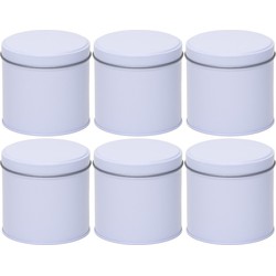 Wit rond opbergblik/bewaarblik - 6x - 10 cm - voorraadblikken - Voorraadblikken