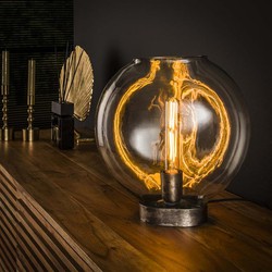 Hoyz Collection - Tafellamp 1L Clear Glass - Zwart Nikkel