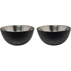 Svenska Living - 2x - Kommetjes/schaaltjes - mat zwart - RVS - D19 x 9.5 cm - serveerschalen - Saladeschalen