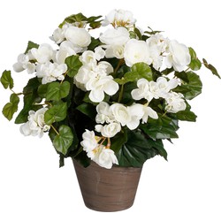 Mica Decorations Begonia Kunstplant in Bloempot Stan - H37 x Ø36 cm - Wit