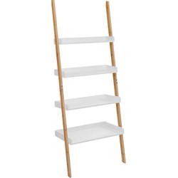 Decopatent® Ladderrek bamboe hout - Houten decoratie ladder - Open ladderkast - Ladder rek - Plantentrap - Boekenkast - Traprek