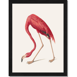 Vintage Flamingo - Fotoprint in houten frame - 30 X 40 X 2,5 cm