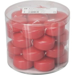 Enlightening Candles Drijfkaarsen - 28x stuks - rood - ca 4 branduren - dia 5 cm - sfeerkaarsen - Drijfkaarsen