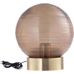 PTMD Korrin Brown Embossed Rib Glass Table Lamp Ball S