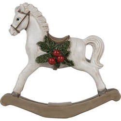 Clayre & Eef Decoratie Beeld Hobbelpaard 16 cm Wit Kunststof