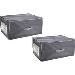 2x stuks dekbed/kussen opberghoezen grijs met venster 60 x 45 x 30 cm - Opberghoezen