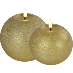 LED bolkaarsen/kaarsen - set van 2x st - goud - warm wit licht - LED kaarsen