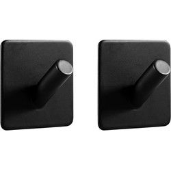 XIVADA Handdoekhaak Paza - Rvs - 3M Tape - Zwart - Set van 2