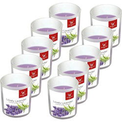 Trend Candles Geurkaars - 10x - in glas - Lavendel aroma - 8 uren - geurkaarsen