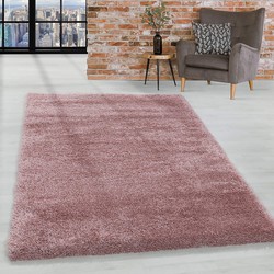 Luna Hoogpolig Roze vloerkleed - Geo - 200 X 290 CM