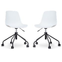 Nout-Pip bureaustoel wit - zwart onderstel - set van 2