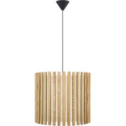 Komorebi Medium hanglamp natural oak - met koordset zwart - Ø 29 cm